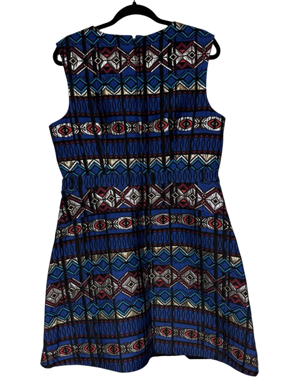 J Crew Textured Windowpane Jacquard Dress Size 12 Eclectic Art Deco Mod Revival - Picture 2 of 4